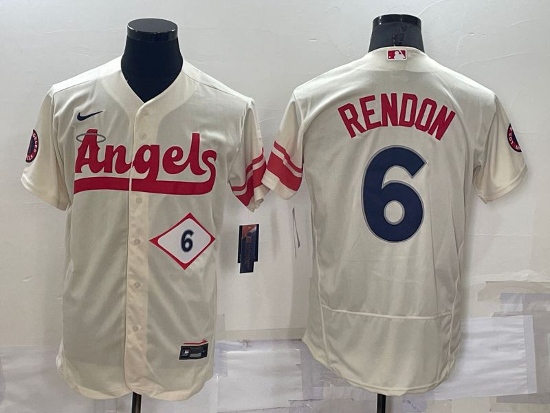 Men Los Angeles Angels 6 Rendon Cream City Edition Elite Nike 2022 MLB Jerseys